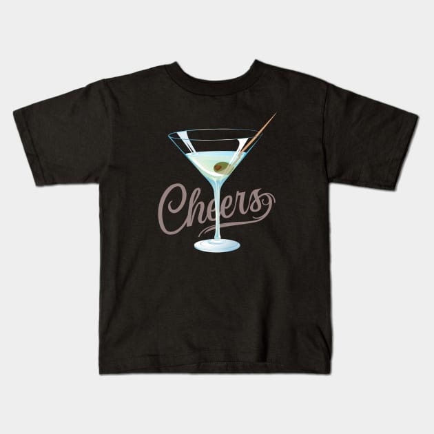 MARTINI COCKTAIL WITH OLIVE Kids T-Shirt by xposedbydesign